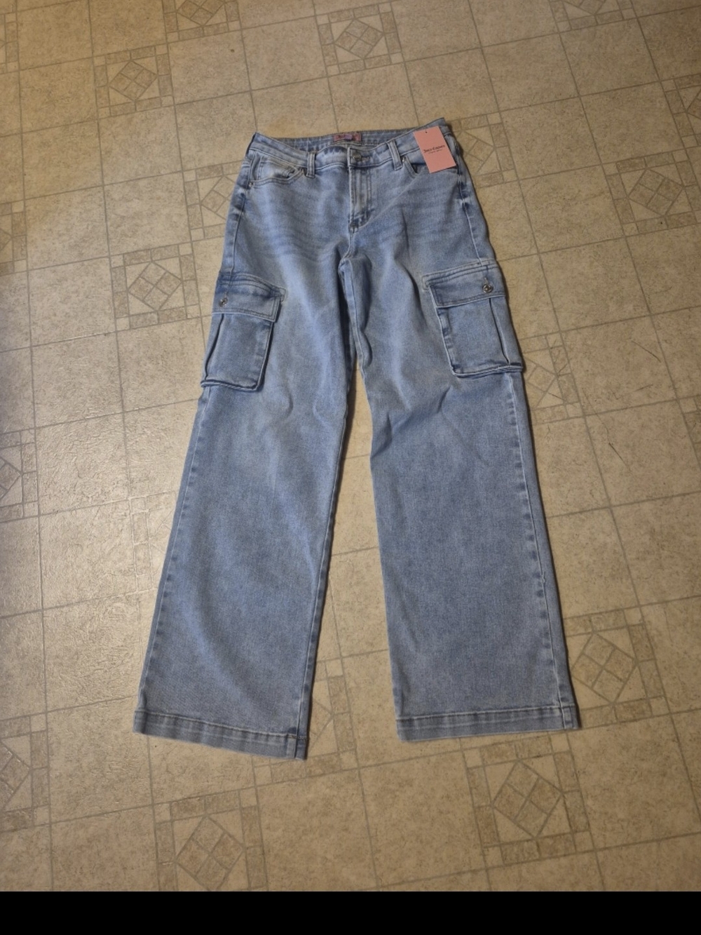 Juicy Couture Light Blue Wide-Leg Cargo Jeans